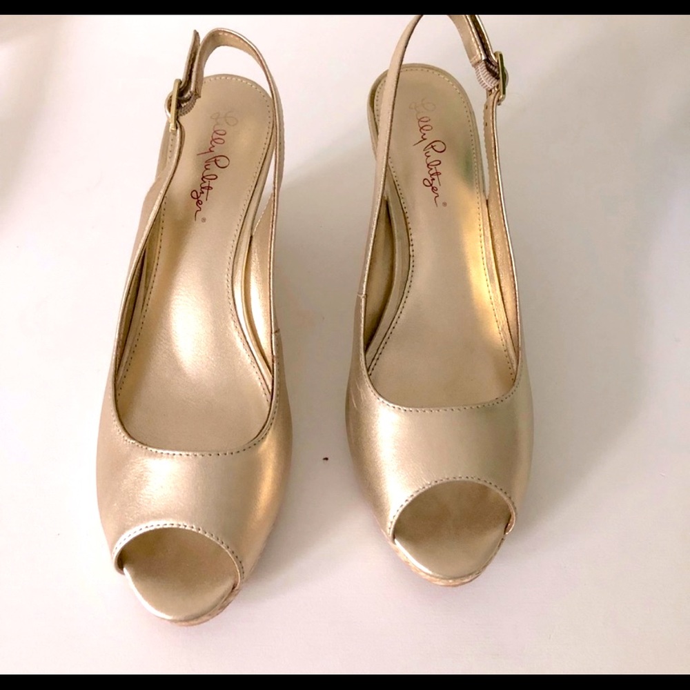 Lilly Pulitzer Gold Espadrilles.